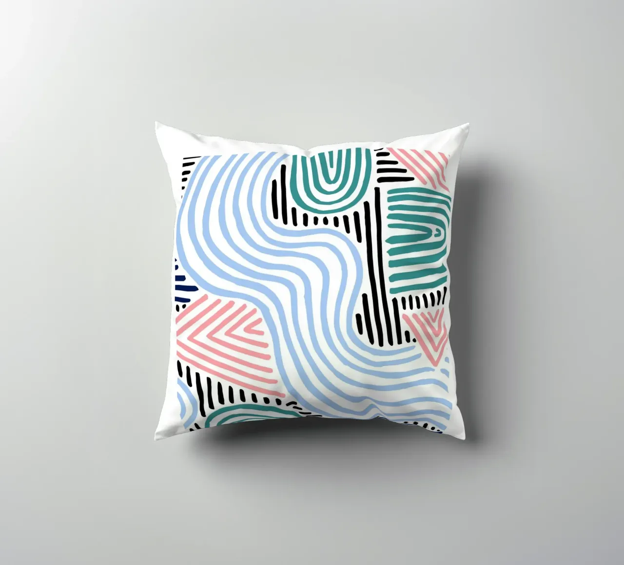 Freeform Abstract: linee e forme disegnate a mano, tendenza moderna A cuscino da NorwesClub