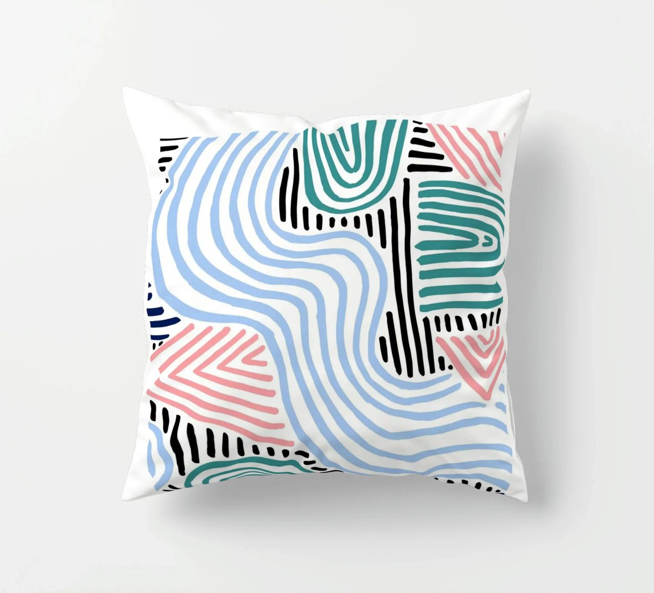 Freeform Abstract: linee e forme disegnate a mano, tendenza moderna A cuscino da NorwesClub