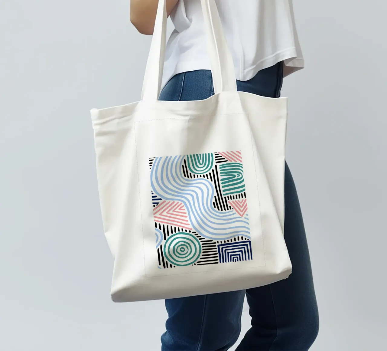 Freeform Abstract: linee e forme disegnate a mano, tendenza moderna A borsa in juta da NorwesClub