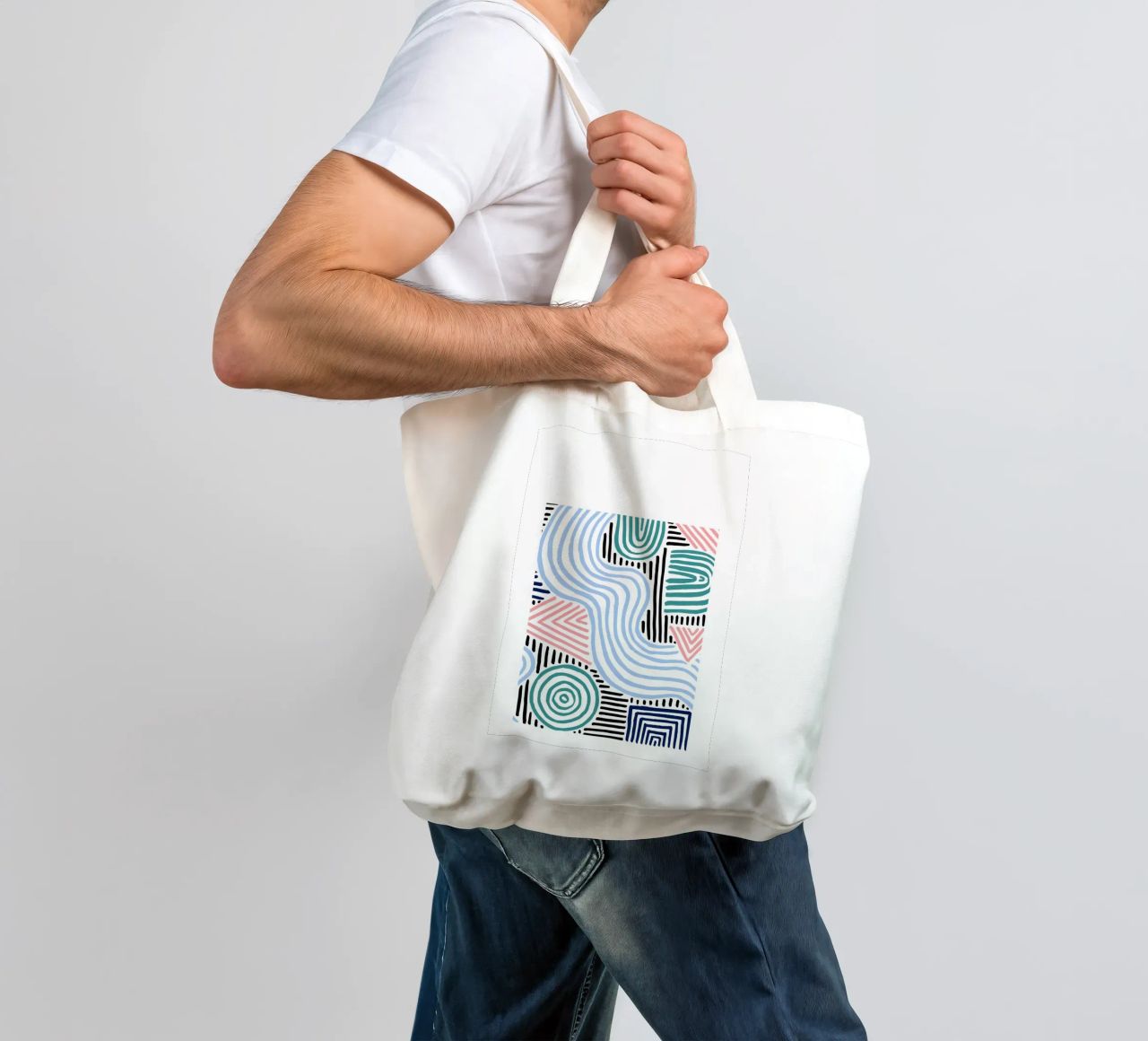 Freeform Abstract: linee e forme disegnate a mano, tendenza moderna A borsa in juta da NorwesClub