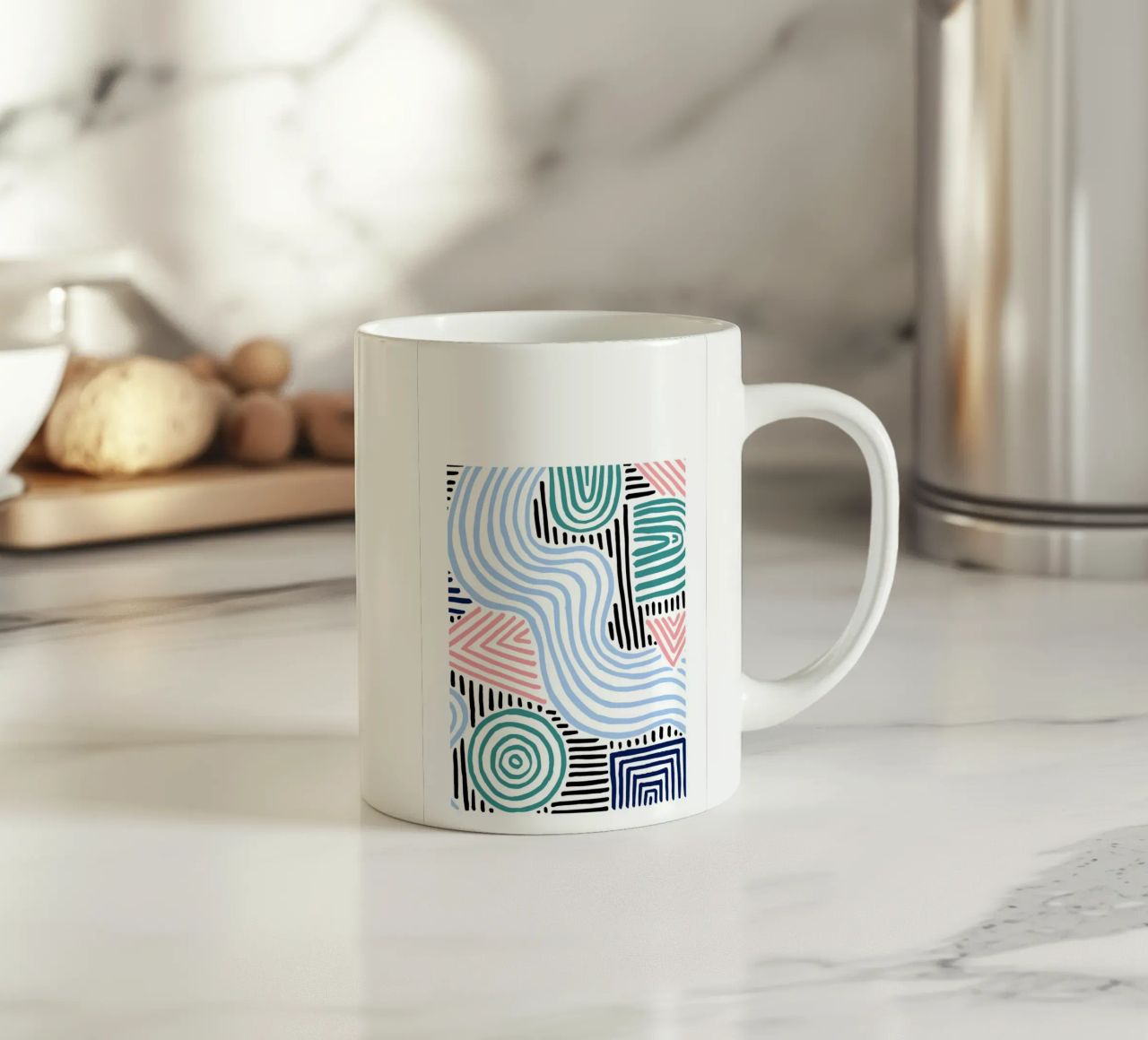 Freeform Abstract: linee e forme disegnate a mano, tendenza moderna A tazza in ceramica da NorwesClub