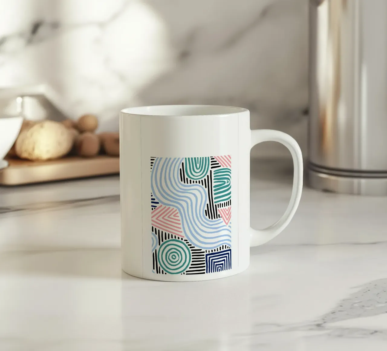 Freeform Abstract: linee e forme disegnate a mano, tendenza moderna A tazza in ceramica da NorwesClub