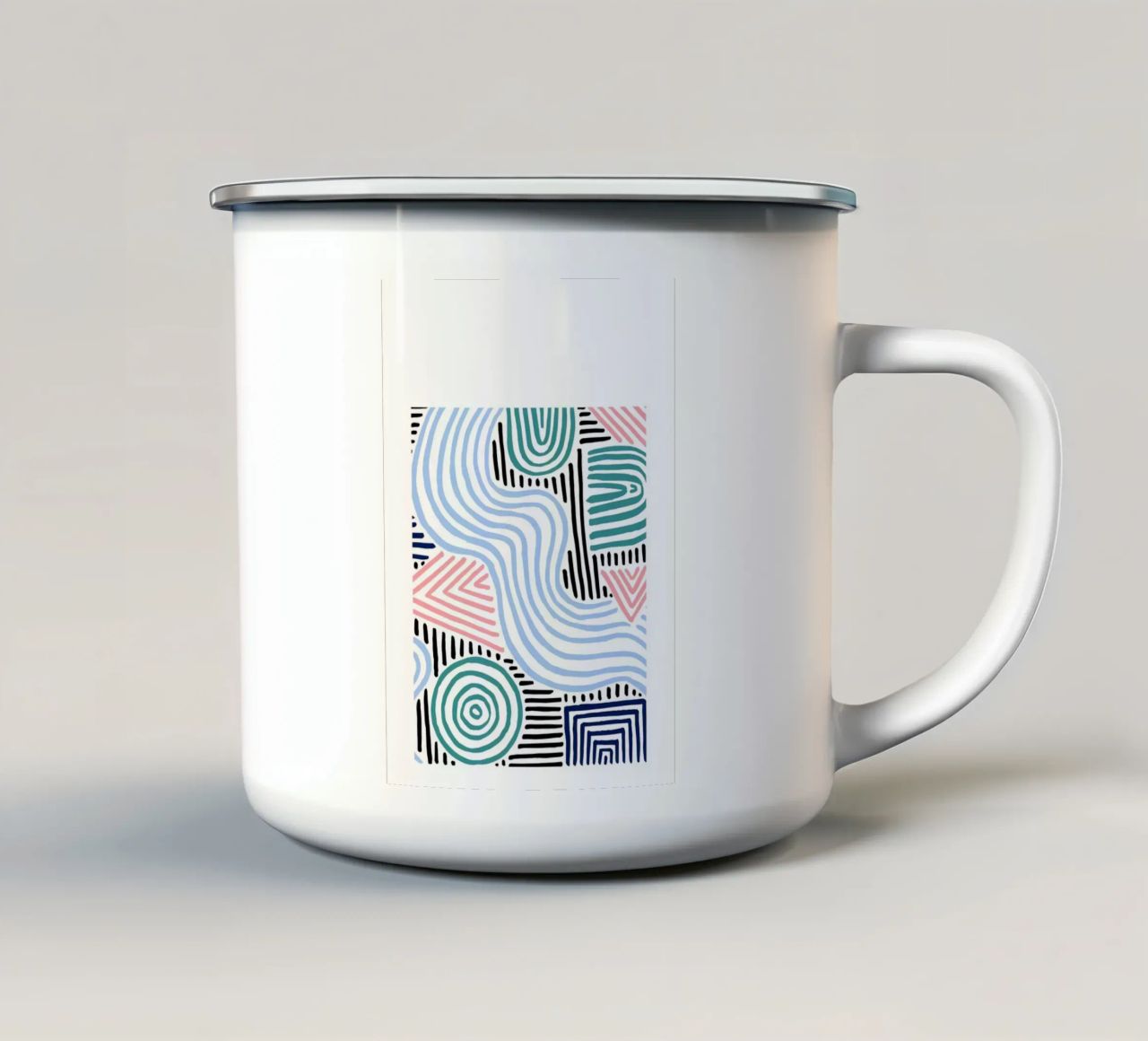 Freeform Abstract: linee e forme disegnate a mano, tendenza moderna A tazza in smalto da NorwesClub