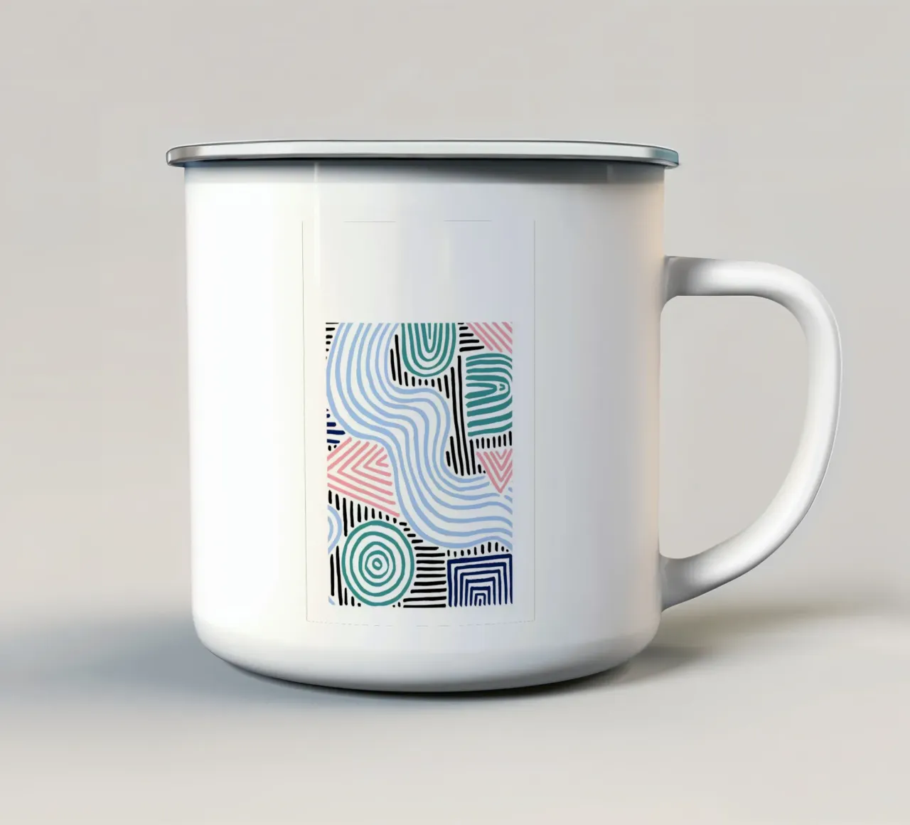 Freeform Abstract: linee e forme disegnate a mano, tendenza moderna A tazza in smalto da NorwesClub