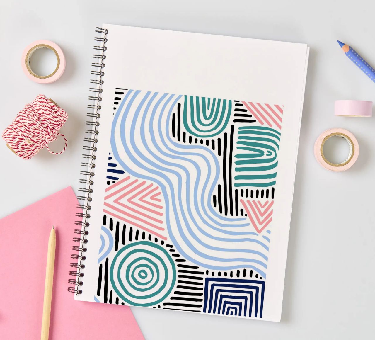 Freeform Abstract: Hand-Drawn Lines & Shapes, Modern Trend A spiral notebook by NorwesClub