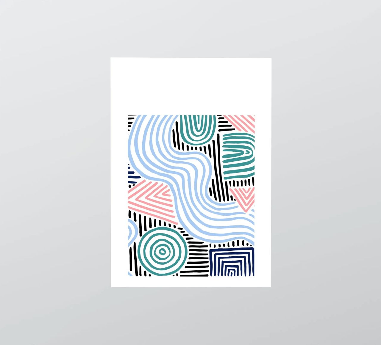 Freeform Abstract: linee e forme disegnate a mano, tendenza moderna A adesivo da NorwesClub