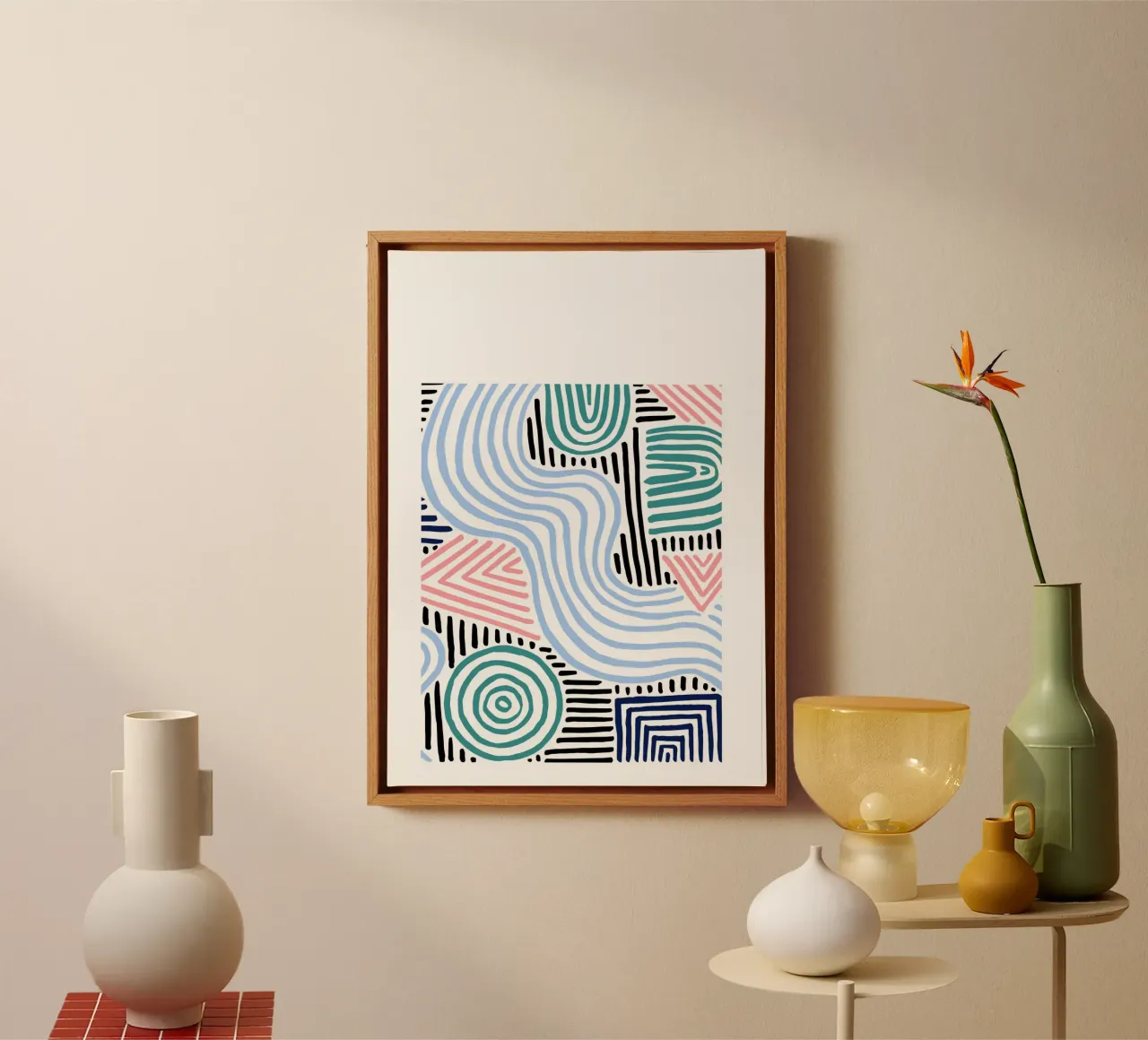 Freeform Abstract: linee e forme disegnate a mano, tendenza moderna A tela da NorwesClub