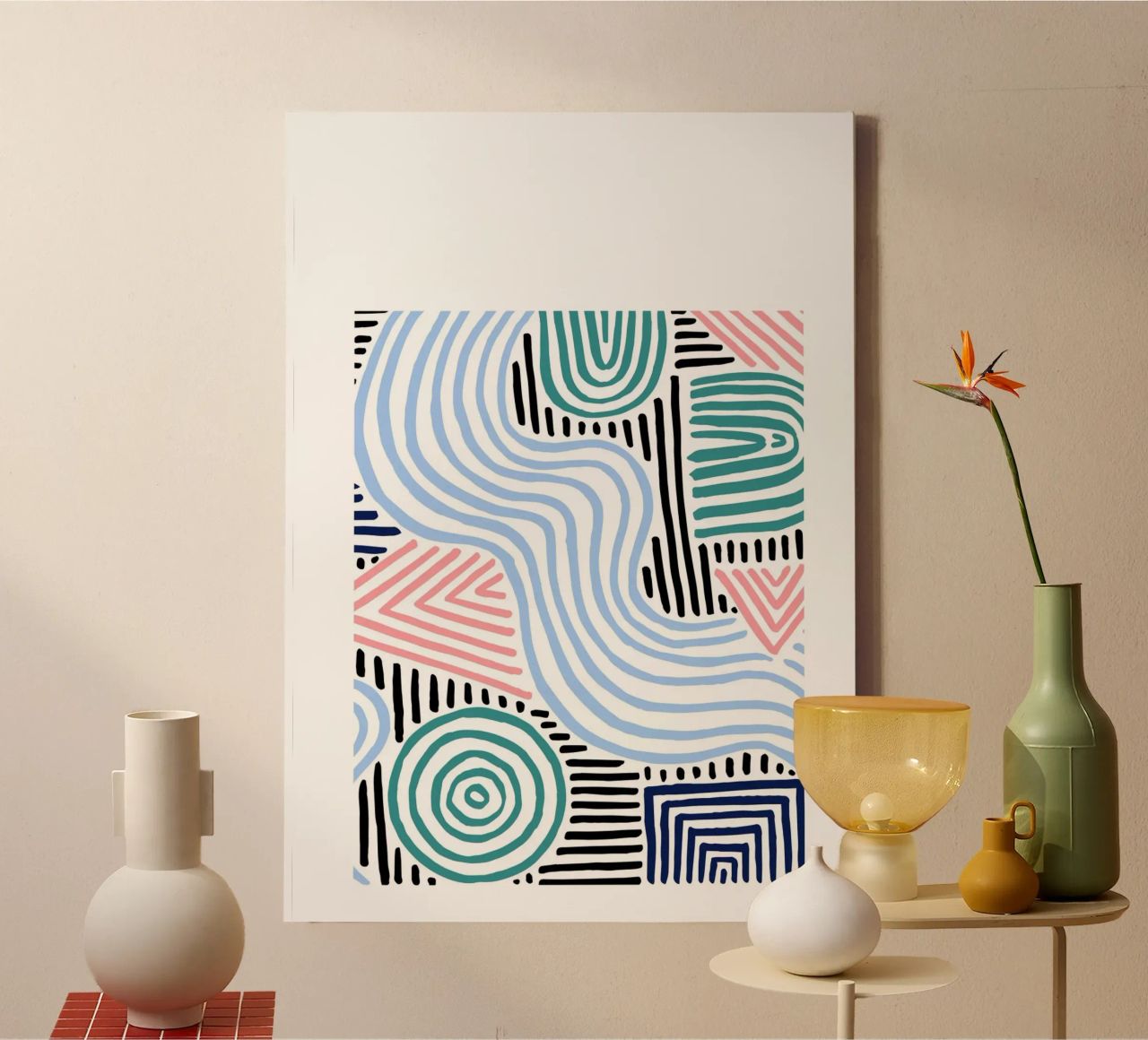 Freeform Abstract: Hand-Drawn Lines & Shapes, Modern Trend A canvas by NorwesClub