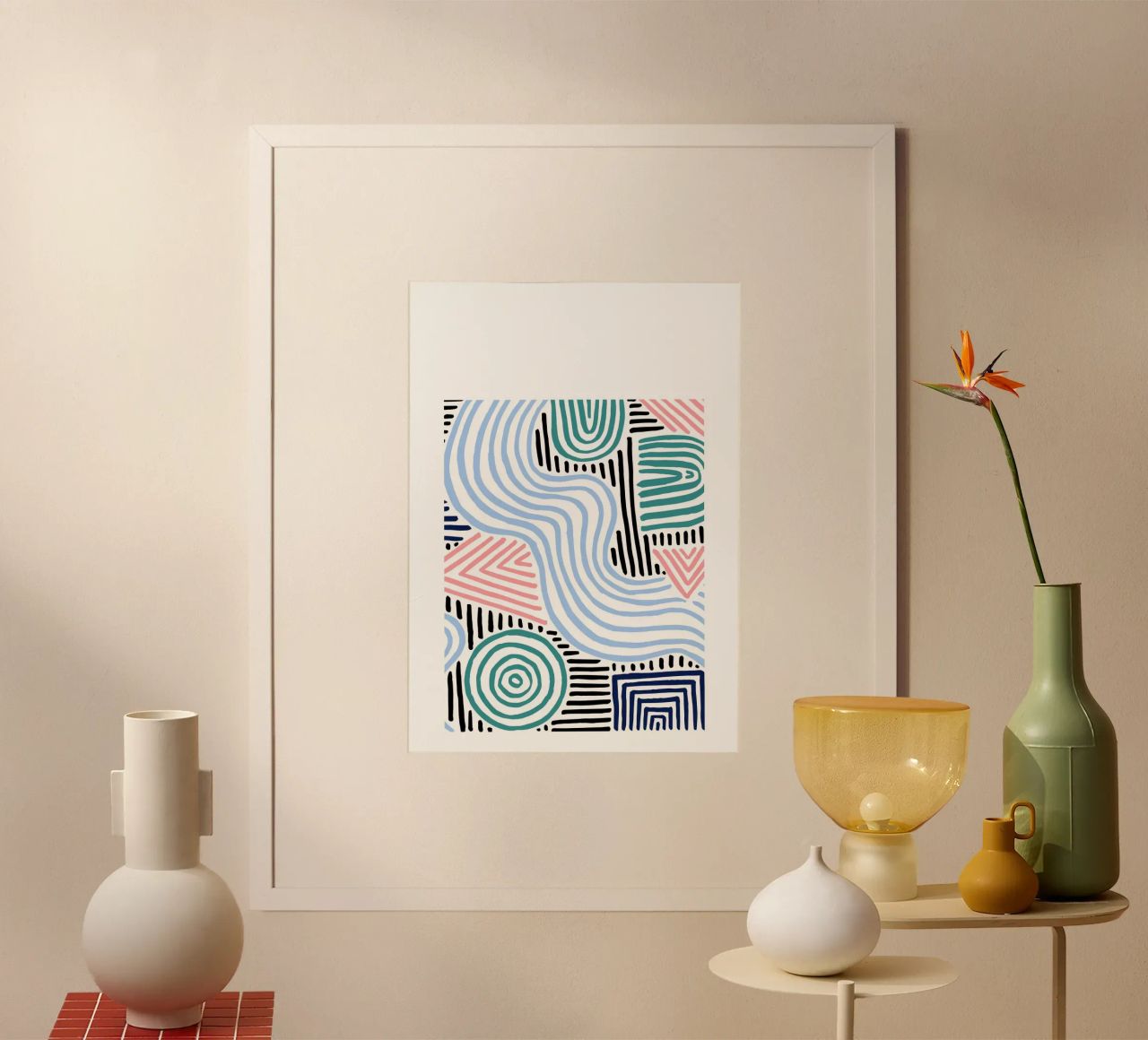 Freeform Abstract: linee e forme disegnate a mano, tendenza moderna A carta hahnemühle da NorwesClub