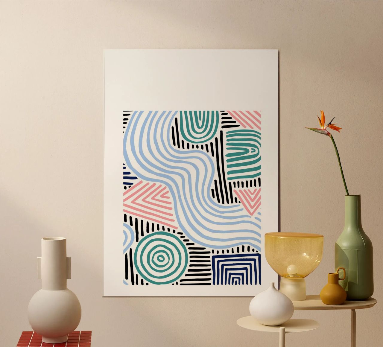 Freeform Abstract: linee e forme disegnate a mano, tendenza moderna A carta hahnemühle da NorwesClub