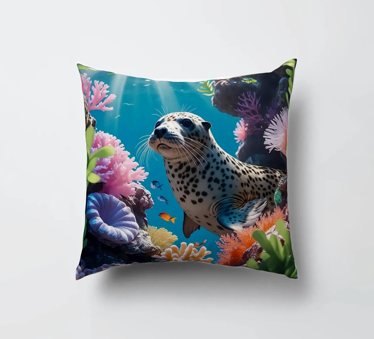 Foca maculata | Paesaggio onirico di una foca (2) cuscino da Trinkets NL Design Studio