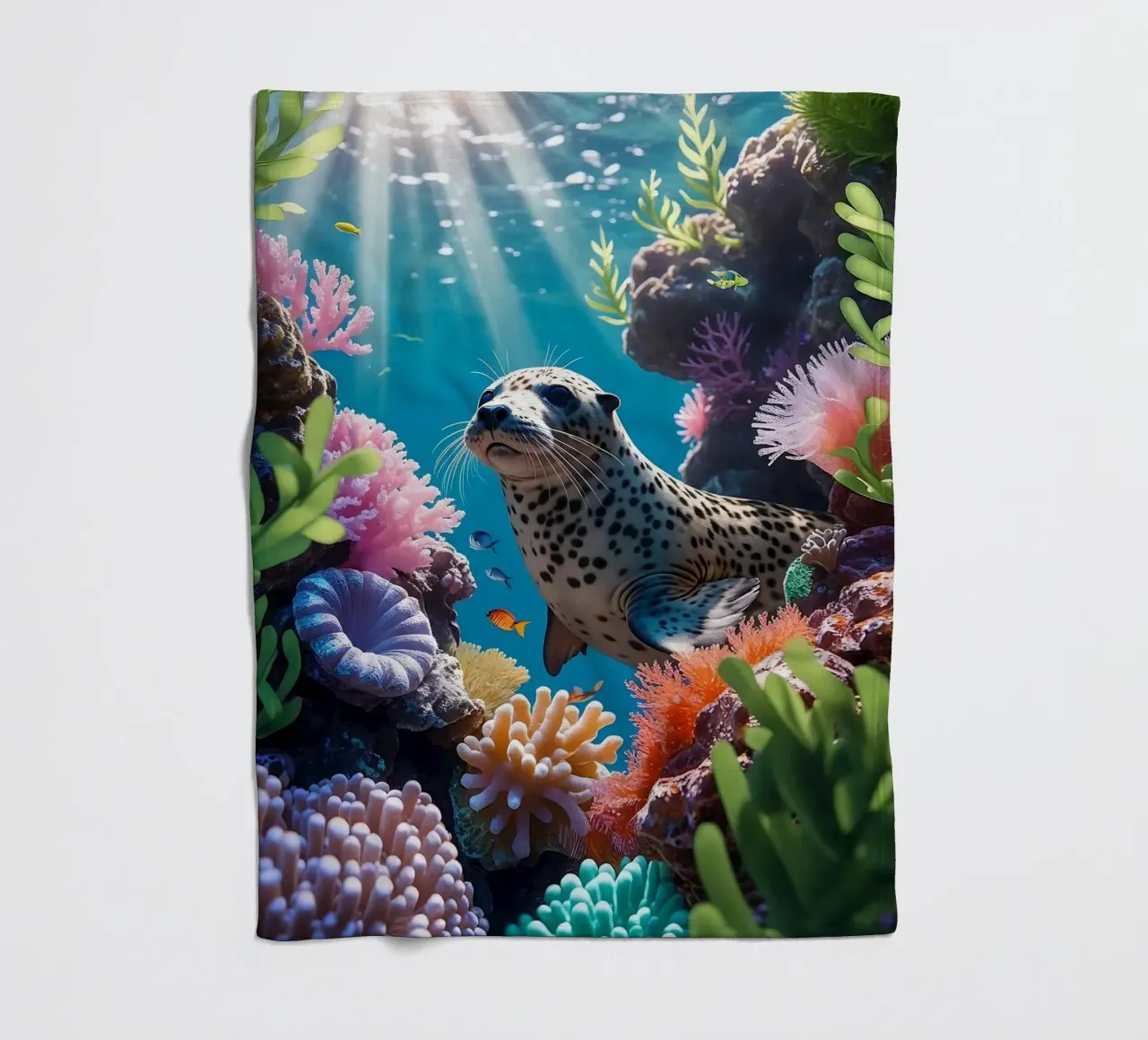 Foca maculata | Paesaggio onirico di una foca (2) coperta in pile da Trinkets NL Design Studio