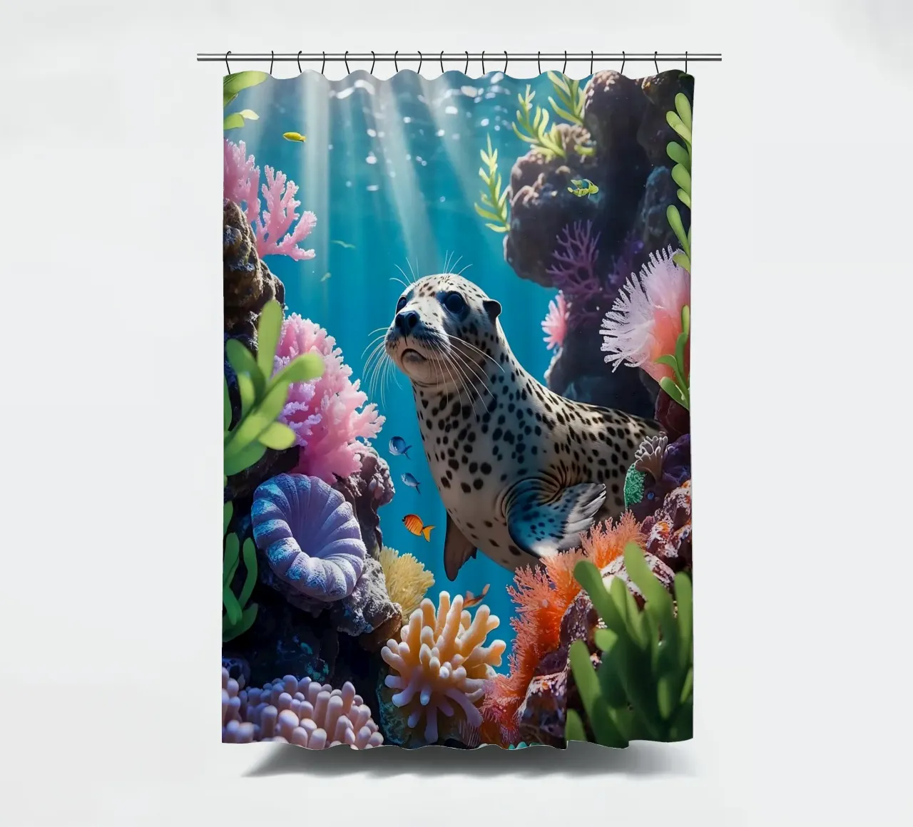 Foca maculata | Paesaggio onirico di una foca (2) tenda da doccia da Trinkets NL Design Studio