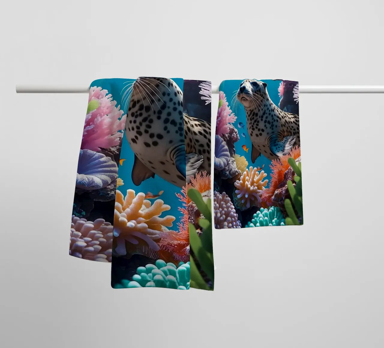 Foca maculata | Paesaggio onirico di una foca (2) asciugamano da bagno da Trinkets NL Design Studio