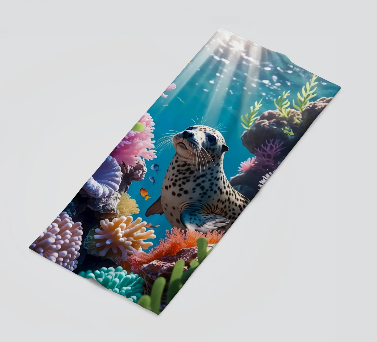 Foca maculata | Paesaggio onirico di una foca (2) telo mare da Trinkets NL Design Studio