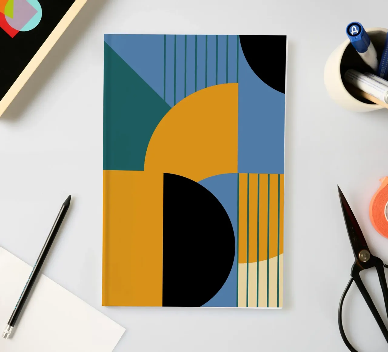 Bauhaus Color Blocks: Geometric Abstract, Modern Trend Art notebook by NorwesClub