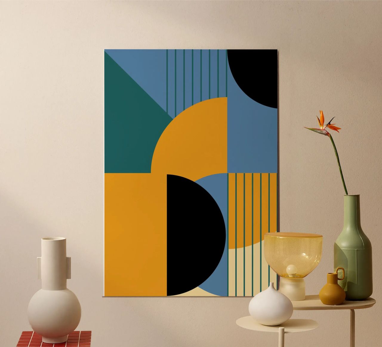 Blocs de couleurs Bauhaus : Abstraction géométrique, art moderne tendance poster de NorwesClub