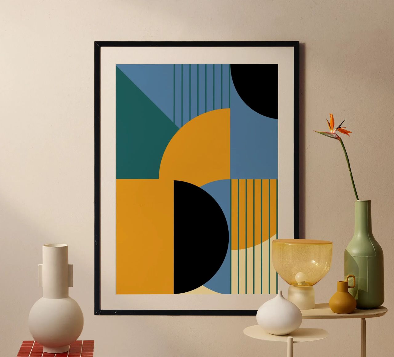 Blocs de couleurs Bauhaus : Abstraction géométrique, art moderne tendance poster de NorwesClub