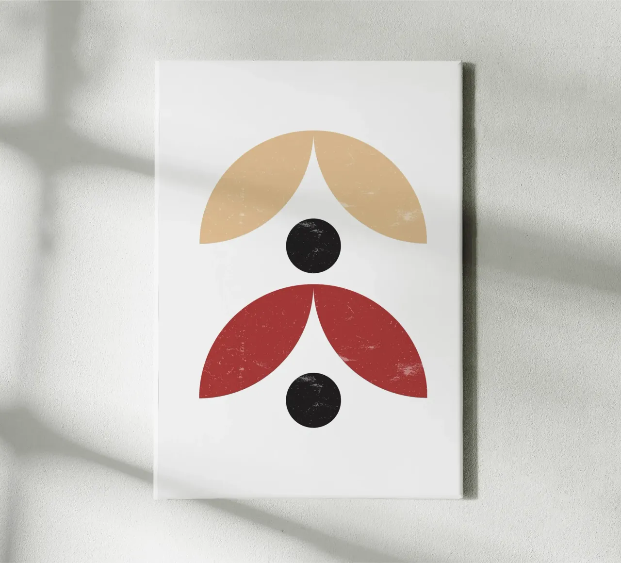 Organisch Bauhaus: Abstracte vormen, aardse & zwarte trendkunst canvas met Baklijst van NorwesClub