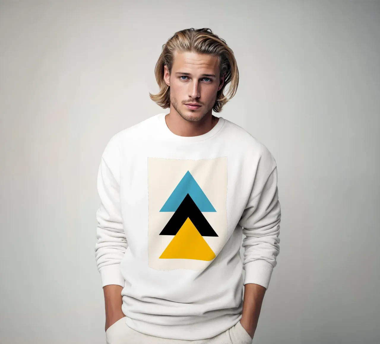 Ascension minimaliste : Triangles géométriques, Bleu Noir Jaune Ar sweat de NorwesClub