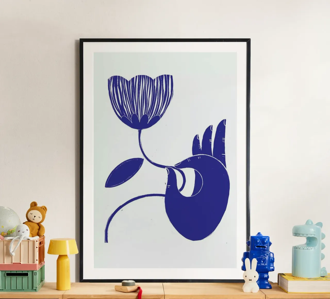 Dexterity Blue poster con telaio in legno da Graphite
