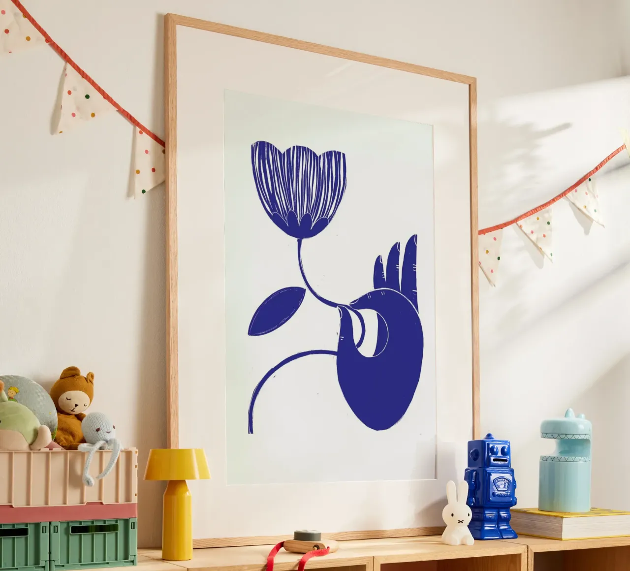Dexterity Blue poster con telaio in legno da Graphite