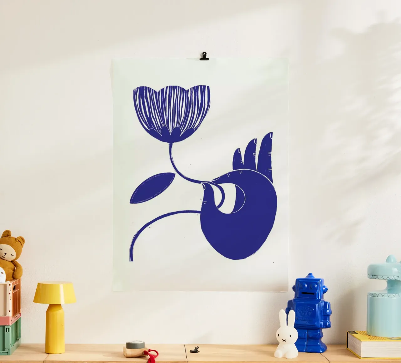 Dexterity Blue poster con telaio in legno da Graphite