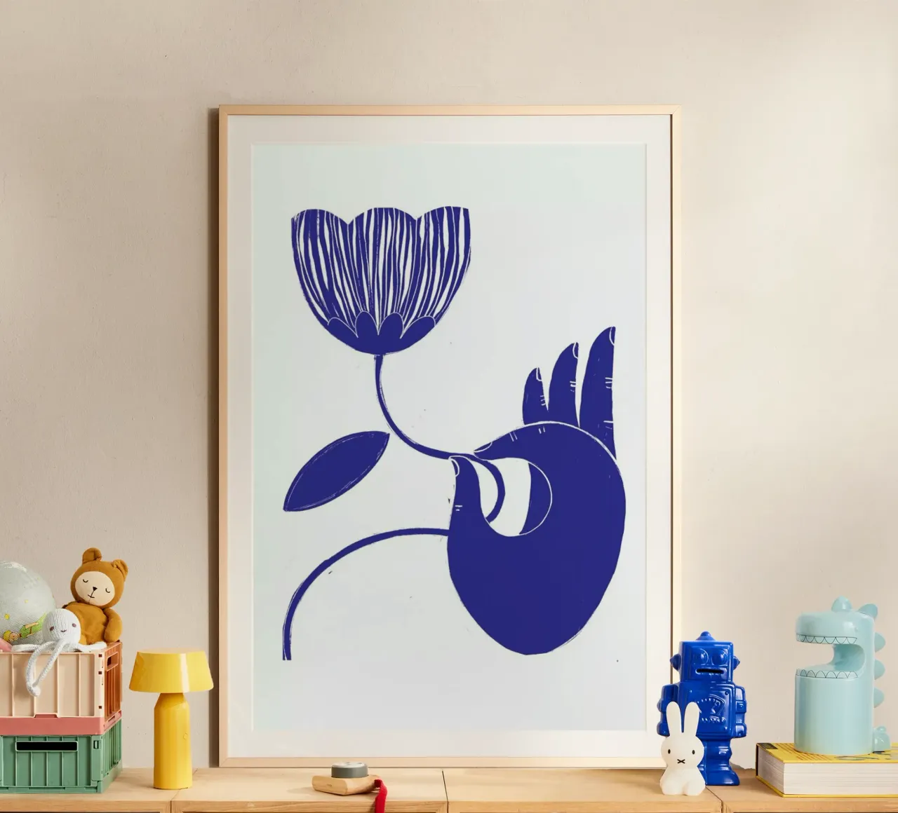 Dexterity Blue poster con telaio in legno da Graphite