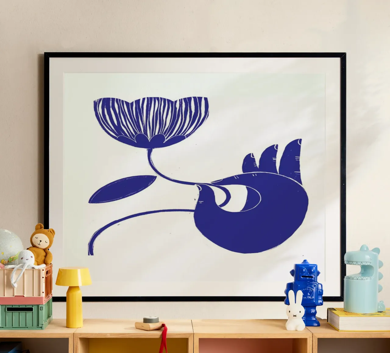 Dexterity Blue poster con telaio in legno da Graphite