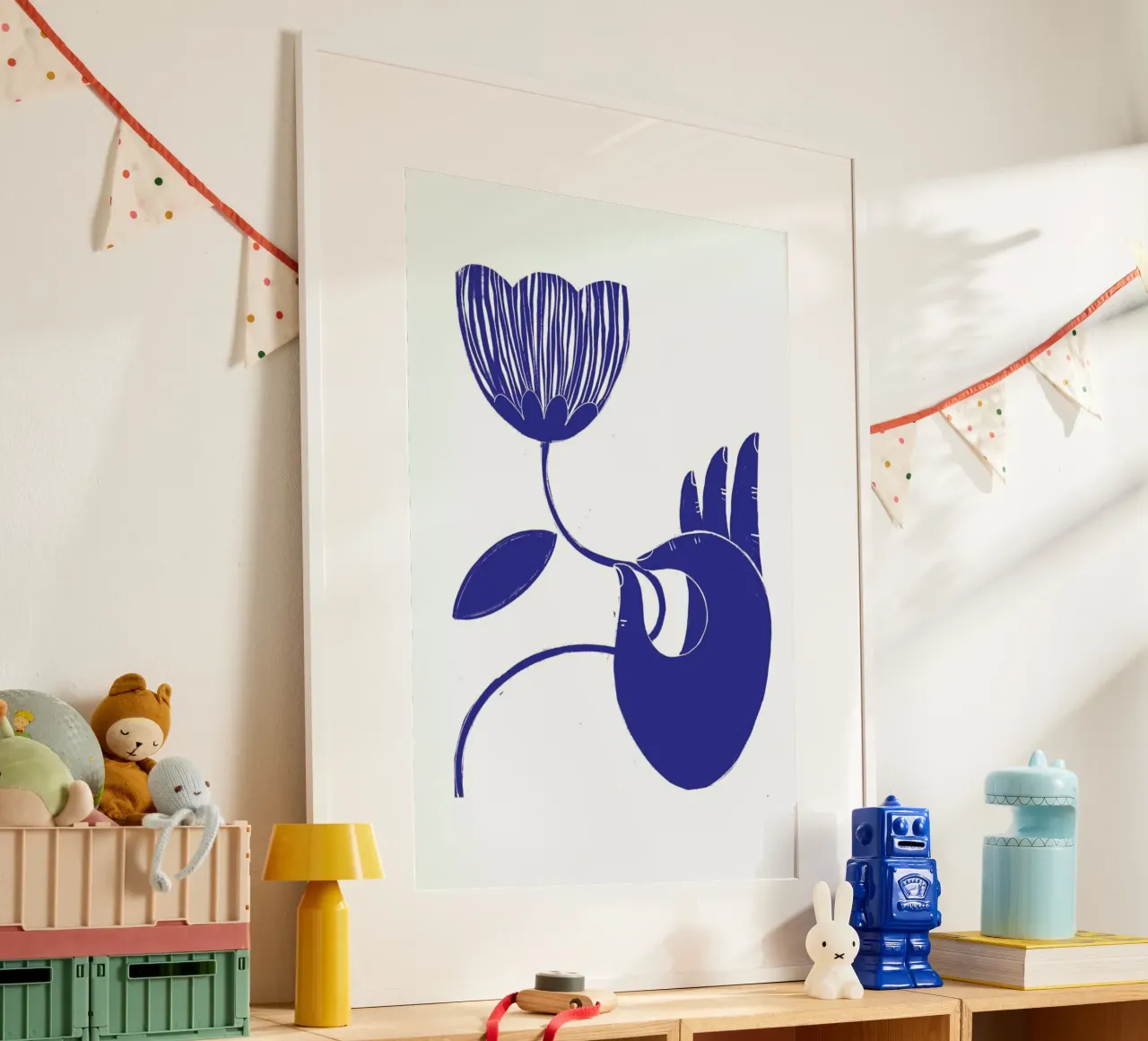 Dexterity Blue poster con telaio in legno da Graphite