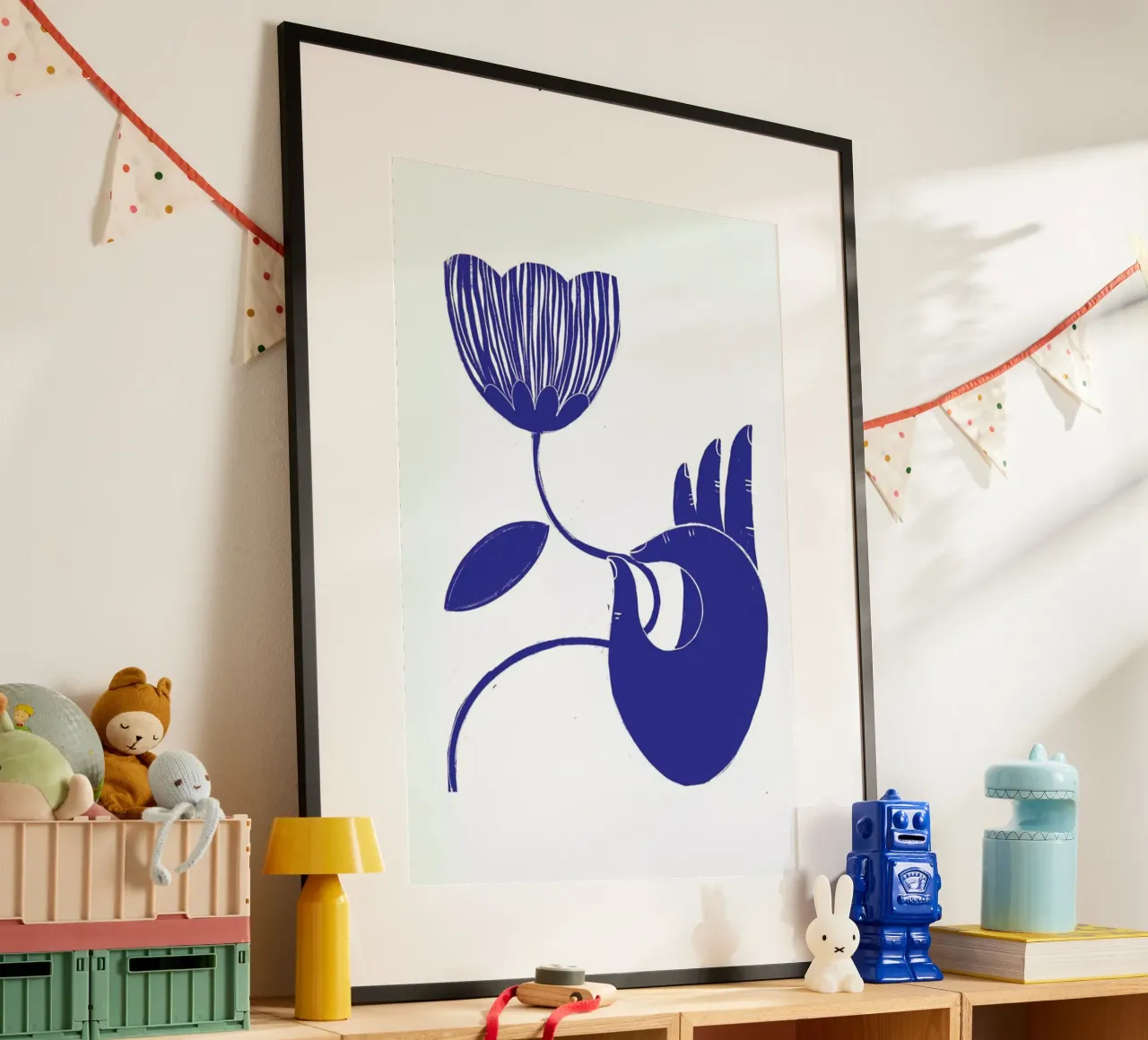 Dexterity Blue poster con telaio in legno da Graphite