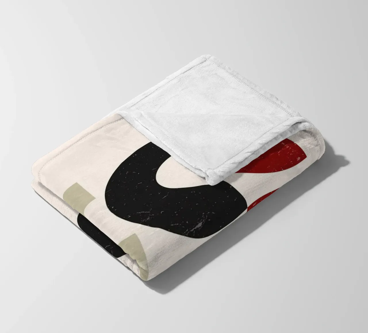 Textured Arcs: Geometric Abstract, Red Black & Beige Art fleece blanket by NorwesClub