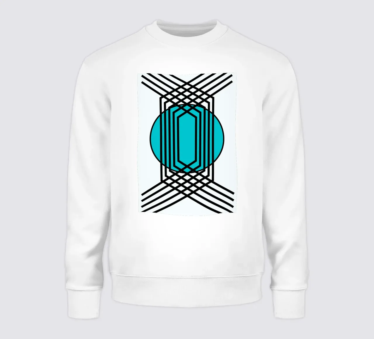 Griglia Op Art: Illusione geometrica, linee turchesi e nere Arte felpa da NorwesClub