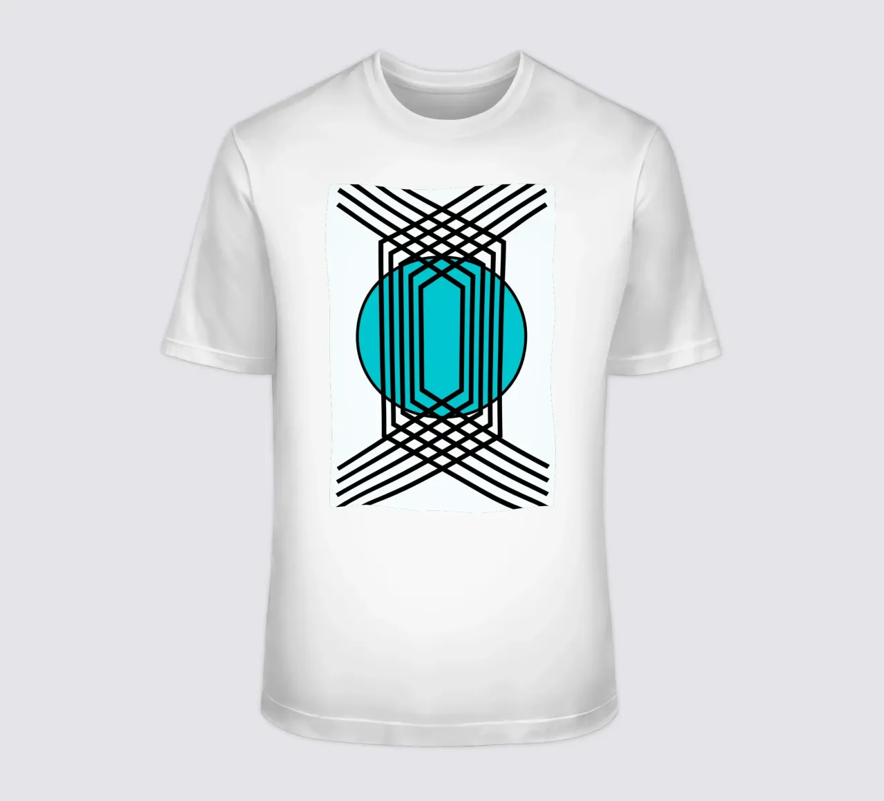 Grille Op Art : Illusion géométrique, lignes turquoise et noires Art t-shirt de NorwesClub