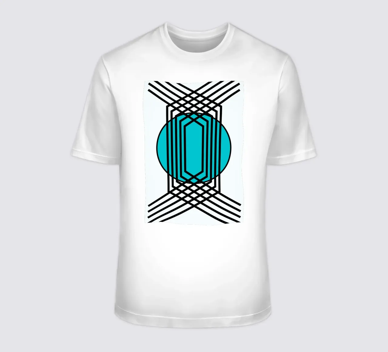 Griglia Op Art: Illusione geometrica, linee turchesi e nere Arte t-shirt da NorwesClub