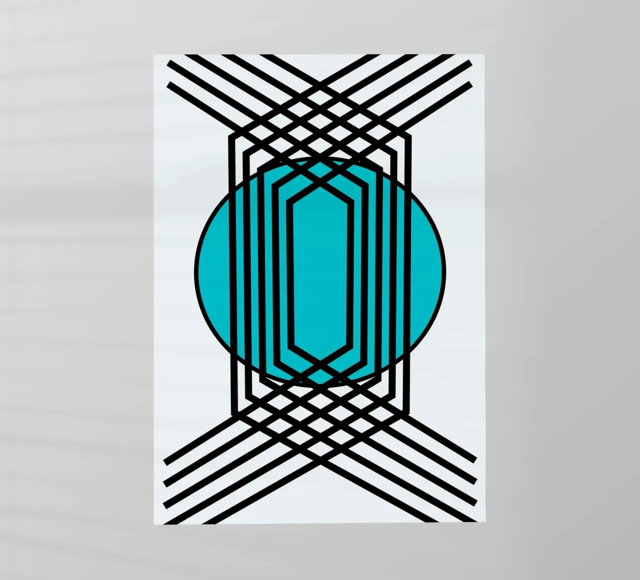 Griglia Op Art: Illusione geometrica, linee turchesi e nere Arte pellicola backlit da NorwesClub
