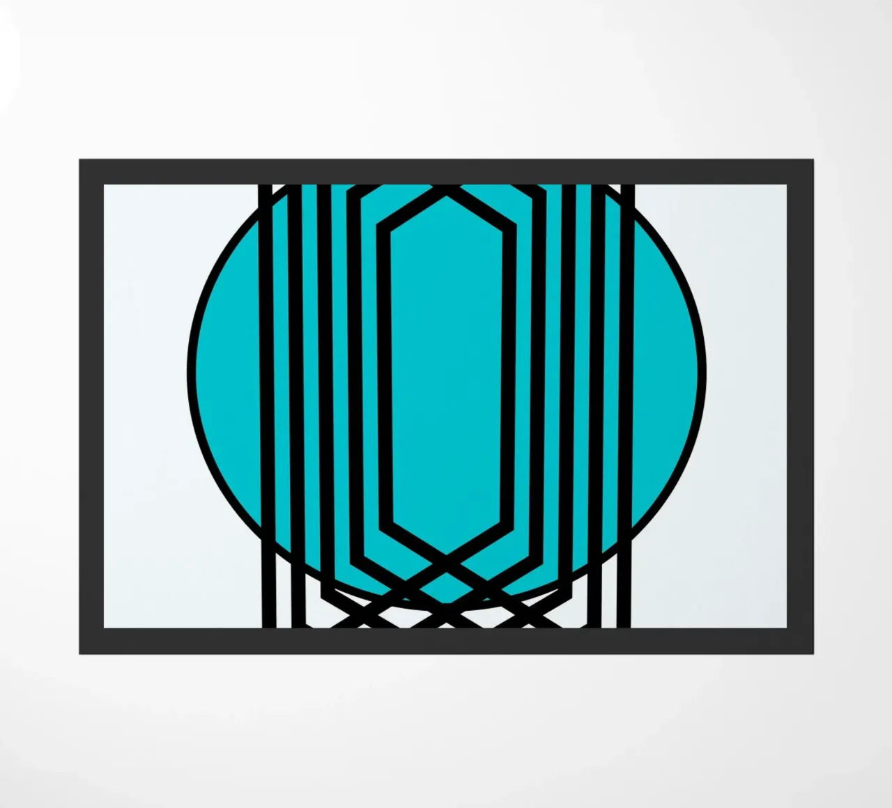 Griglia Op Art: Illusione geometrica, linee turchesi e nere Arte zerbino da NorwesClub