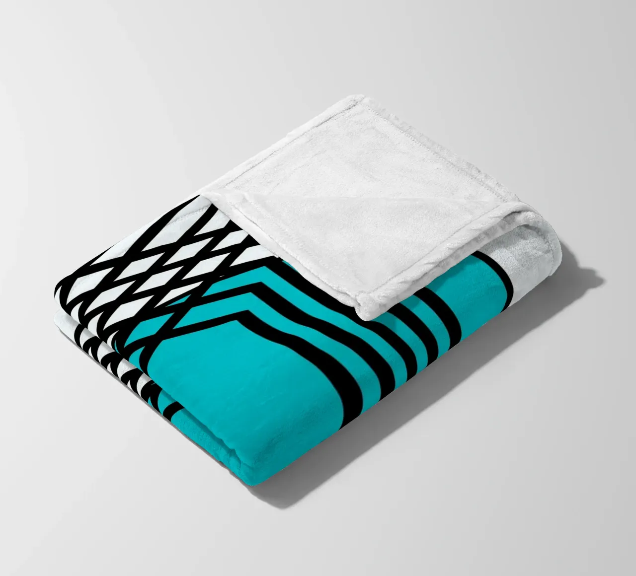 Griglia Op Art: Illusione geometrica, linee turchesi e nere Arte coperta in pile da NorwesClub