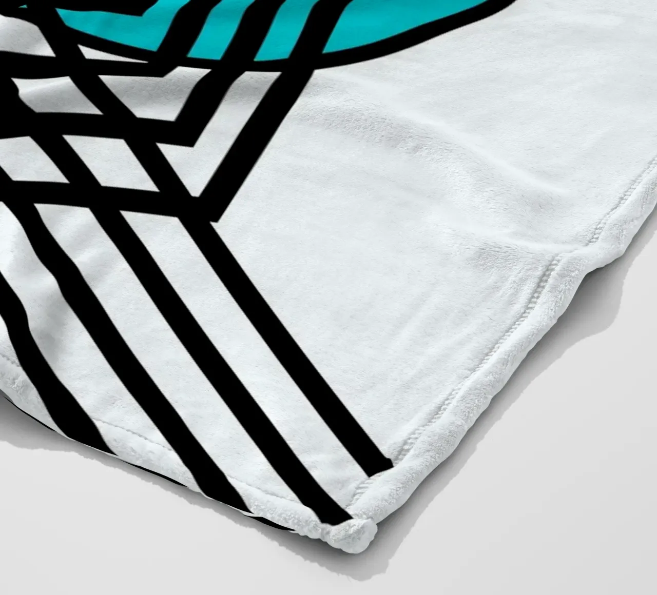 Griglia Op Art: Illusione geometrica, linee turchesi e nere Arte coperta in pile da NorwesClub
