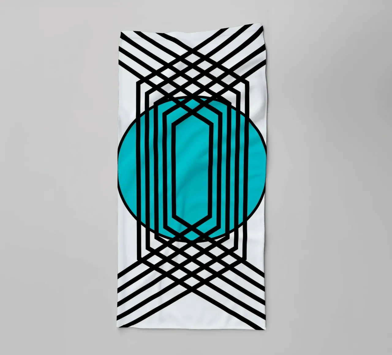 Griglia Op Art: Illusione geometrica, linee turchesi e nere Arte asciugamano da bagno da NorwesClub