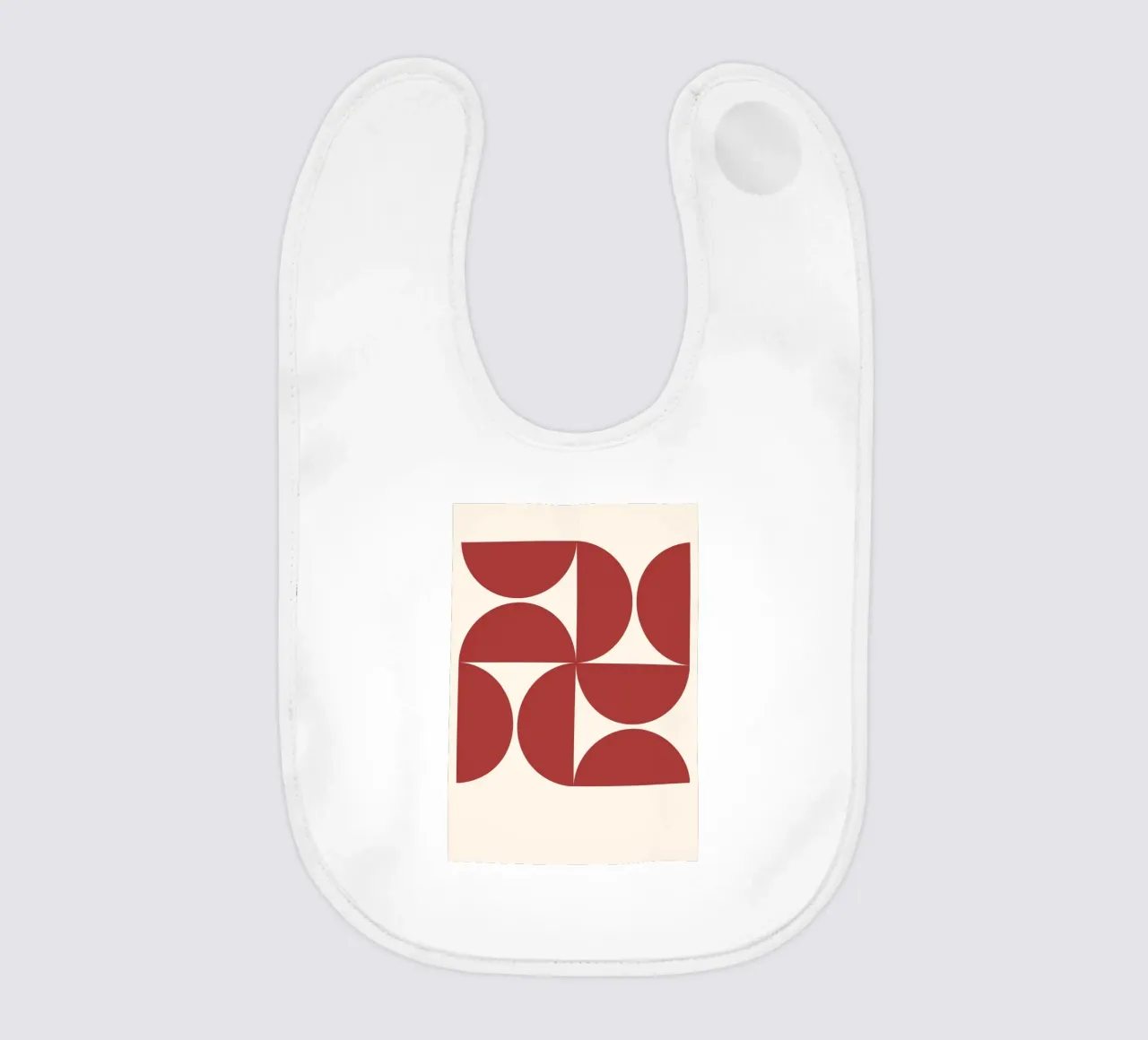 Ruby Red Arcs: Mid-Century Geometric, Abstract & Trendy Art baby bib by NorwesClub