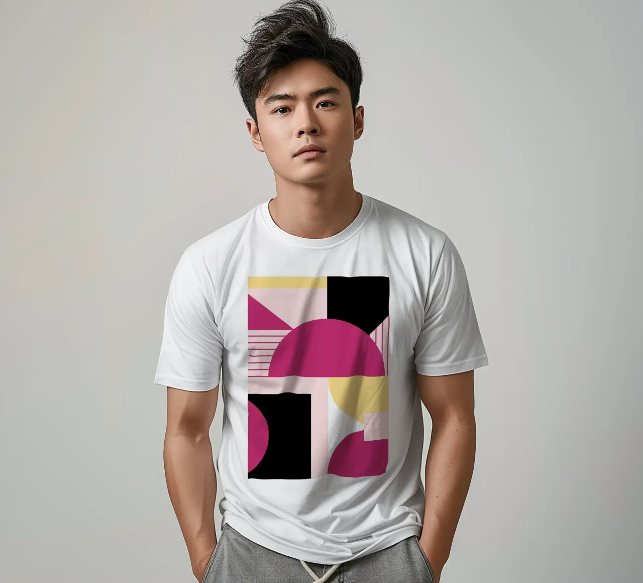 Geometric Pop: Rosa & Schwarz Abstrakt, Moderner Trend Kunstdruck T-Shirt von NorwesClub