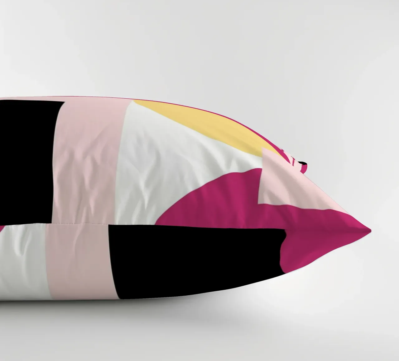 Geometric Pop: Pink & Black Abstract, Modern Trend Art Print decorative cushion by NorwesClub