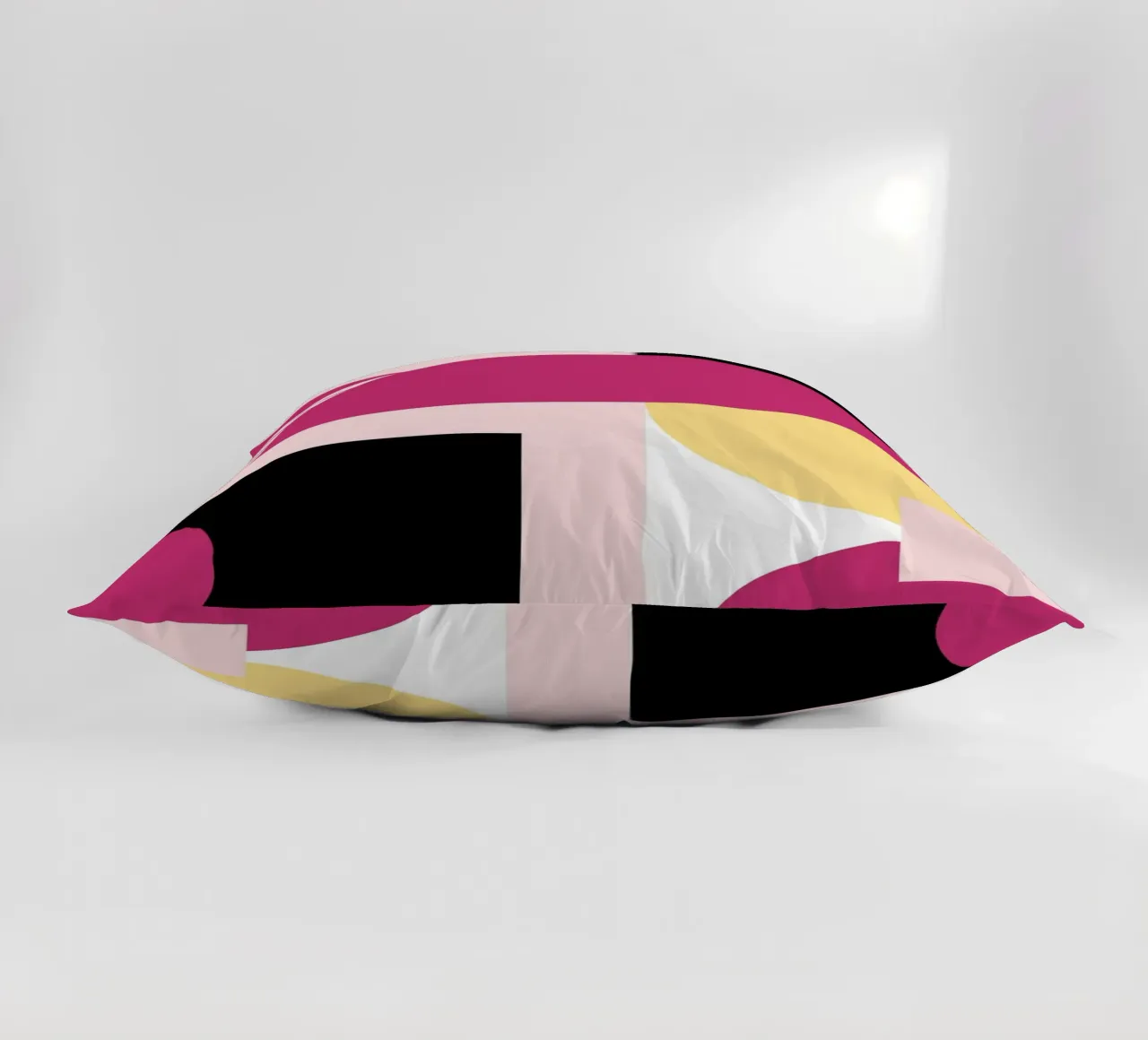 Geometric Pop: Pink & Black Abstract, Modern Trend Art Print decorative cushion by NorwesClub