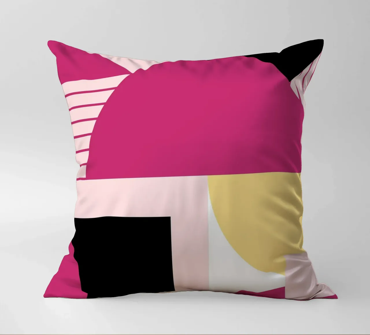Geometric Pop: Pink & Black Abstract, Modern Trend Art Print decorative cushion by NorwesClub