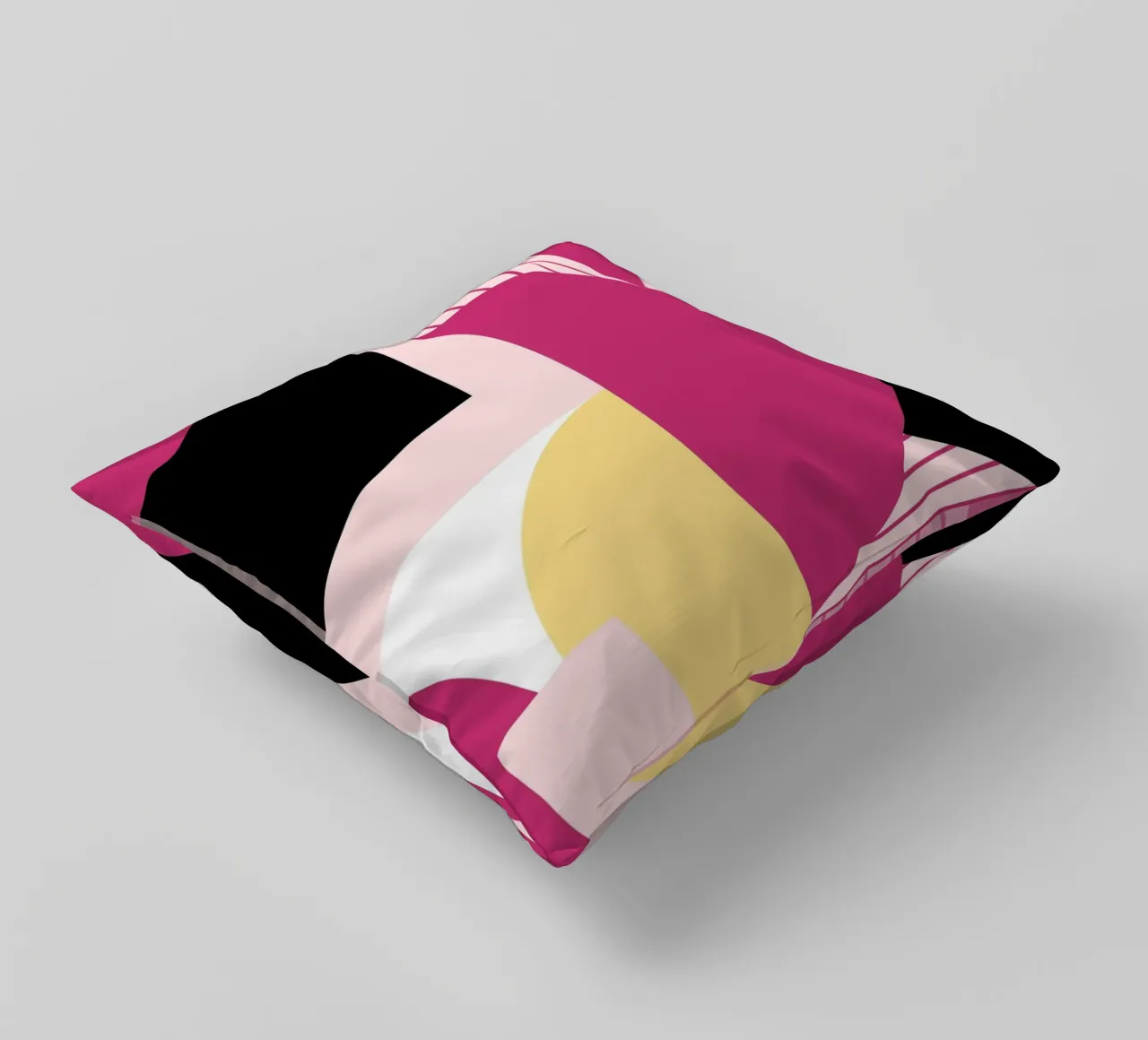 Geometric Pop: Pink & Black Abstract, Modern Trend Art Print decorative cushion by NorwesClub
