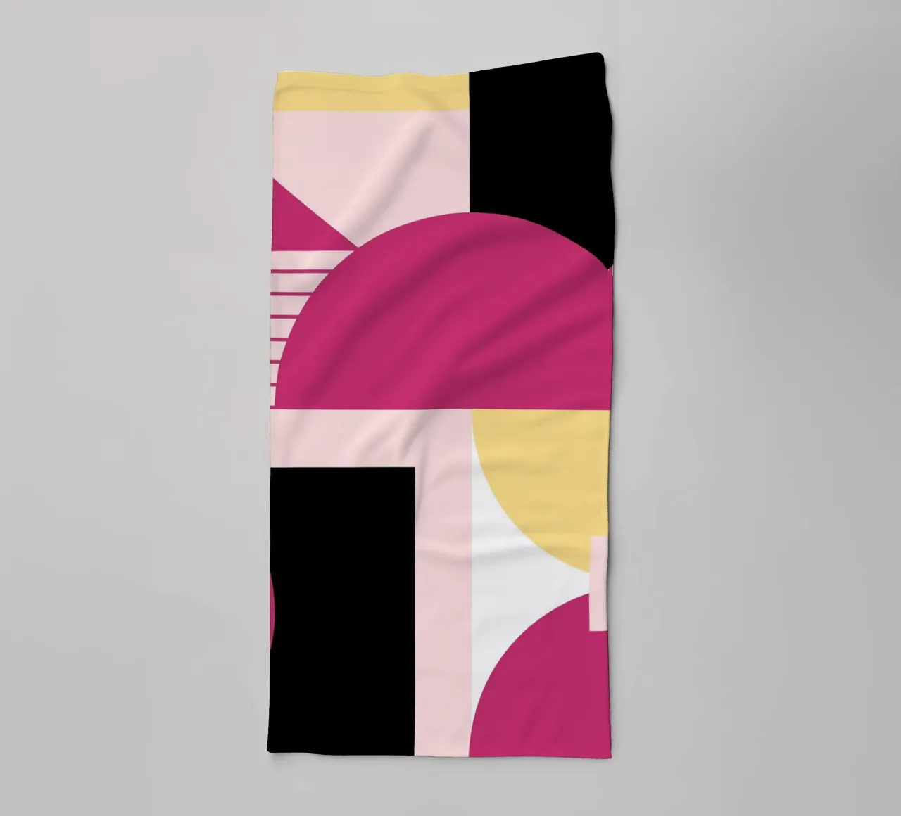 Geometric Pop: Roze & Zwart Abstract, Moderne Trend Kunstdruk badhanddoek van NorwesClub