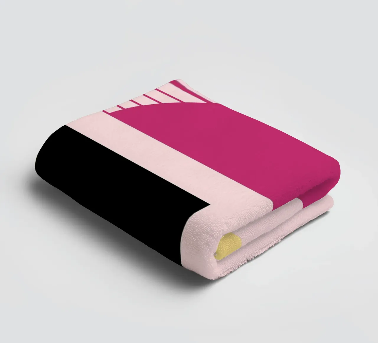 Geometric Pop: Roze & Zwart Abstract, Moderne Trend Kunstdruk badhanddoek van NorwesClub