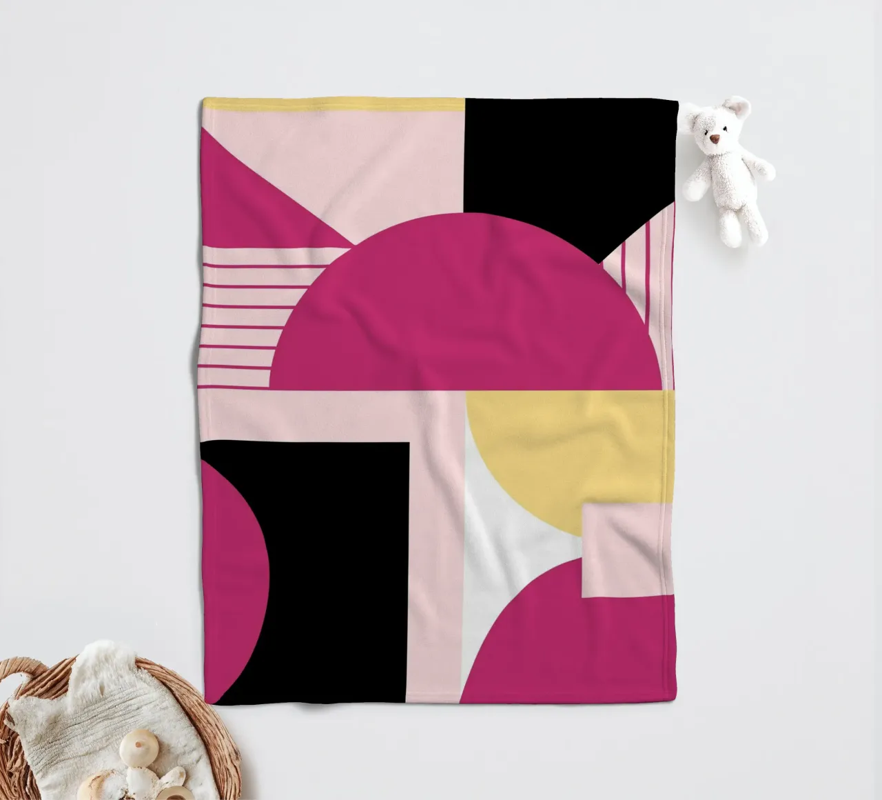 Geometric Pop : Pink & Black Abstract, Modern Trend Art Print plaid polaire de NorwesClub