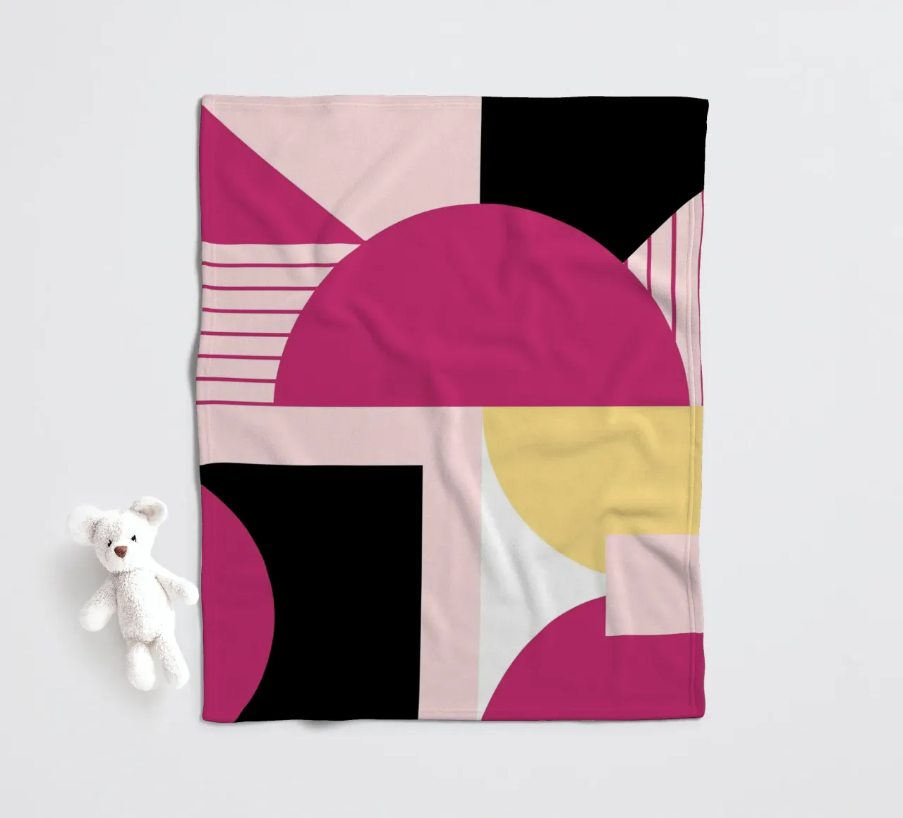 Geometric Pop : Pink & Black Abstract, Modern Trend Art Print plaid polaire de NorwesClub